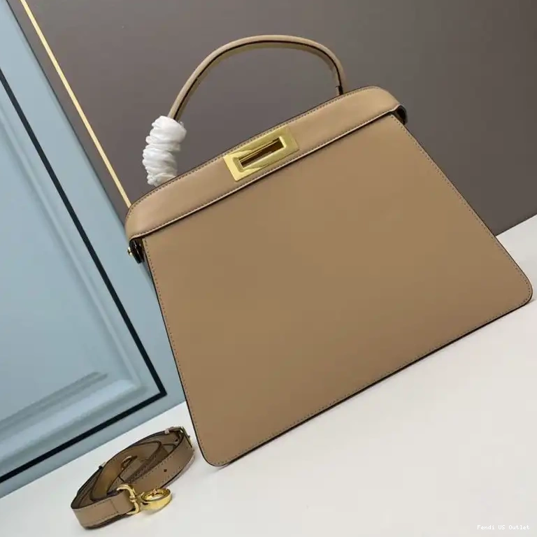 HOT In Nappa Fendi Peekaboo ISeeU Medium Bag Laether Apricot 0508